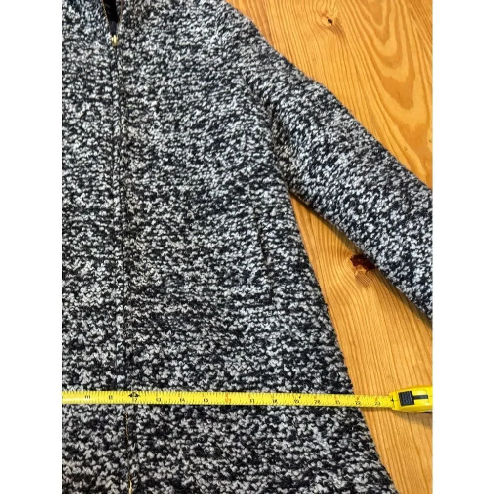 J. Crew Coat Italian Wool Lodge Zip Up in Boucle Speckled Black White Women’s 4